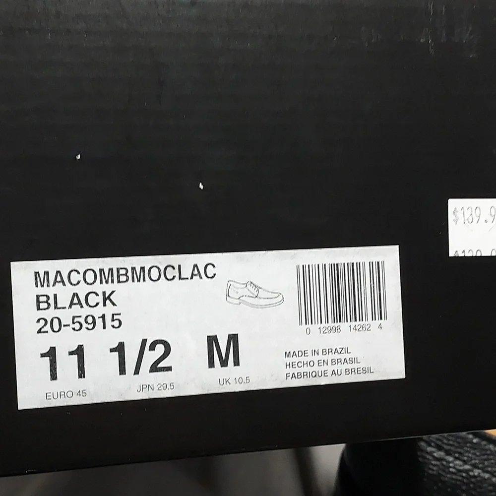 Johnston & Murphy Macomb Moc‎ Toe Lace-up Black Sheepskin Leather Mens 11.5